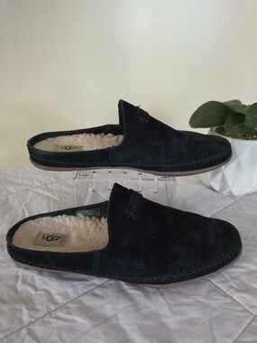 UGG Tamara Women's Black Suede Shearling-Lined Slip-On Mules Size 8